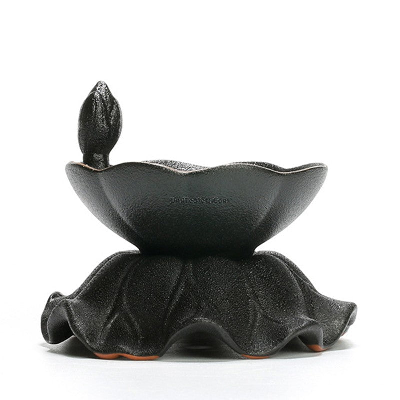 Tea Strainer with Holder Coarse Pottery Vintage Loose Leaf