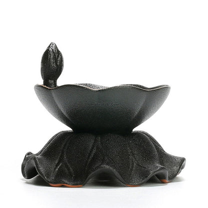 Tea Strainer with Holder Coarse Pottery Vintage Loose Leaf