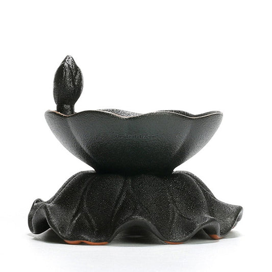 Tea Strainer with Holder Coarse Pottery Vintage Loose Leaf