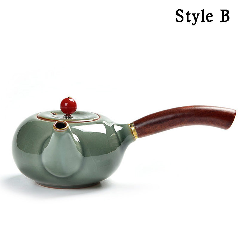 Agate Lid Teapot Japanese Pottery Clay Sado 200ml