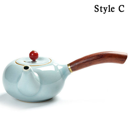 Agate Lid Teapot Japanese Pottery Clay Sado 200ml
