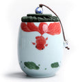 Tea Caddy Japanese Porcelain Lotus Airtight 170ml Ceramic Jar