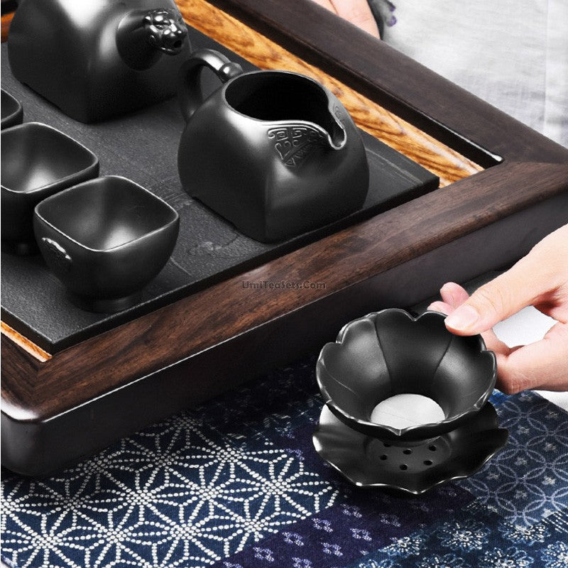 Purple Clay Lotus Tea Strainer Black Clay Gongfu