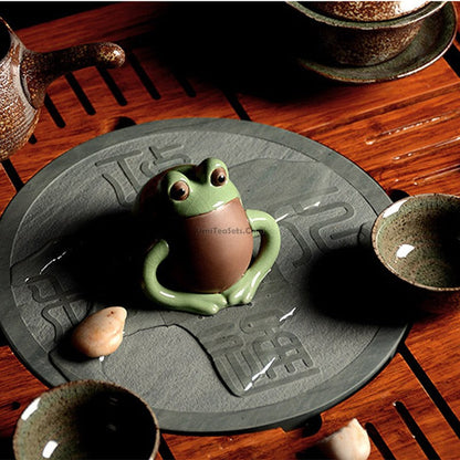 Ge Kiln Clay Frog Tea Pet Chinese Tea Tray Decor