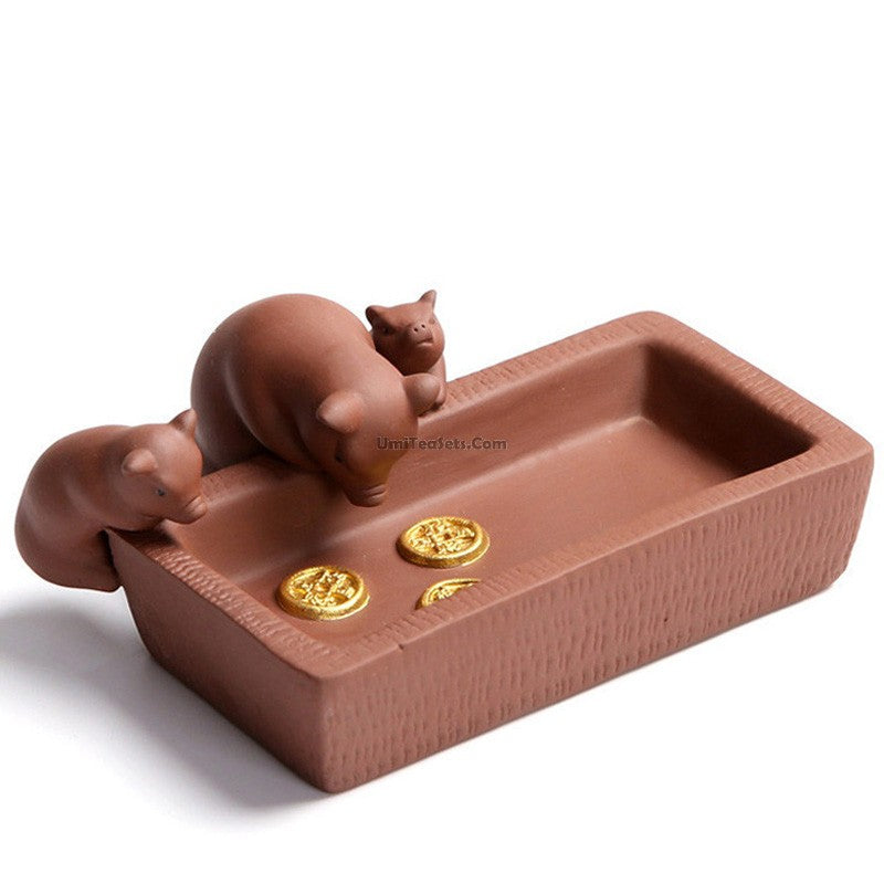 Pig Tea Pet Yixing Purple Clay Piggy Lucky Zodiac Tray Gift
