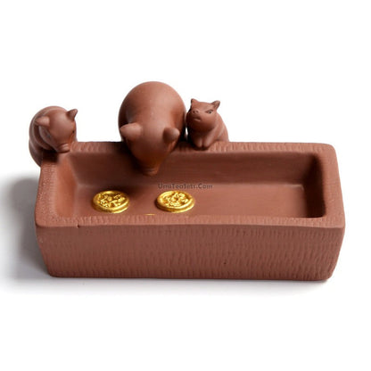 Pig Tea Pet Yixing Purple Clay Piggy Lucky Zodiac Tray Gift