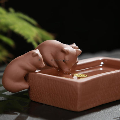 Pig Tea Pet Yixing Purple Clay Piggy Lucky Zodiac Tray Gift