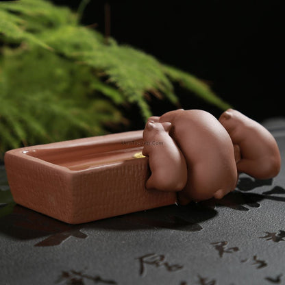 Pig Tea Pet Yixing Purple Clay Piggy Lucky Zodiac Tray Gift