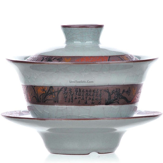 Ice Crack Gaiwan Tea Cup Set with Lid & Saucer 140ml