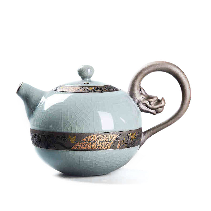Ge Kiln Ice Crack Teapot, 200ml Double Glaze Ceramic