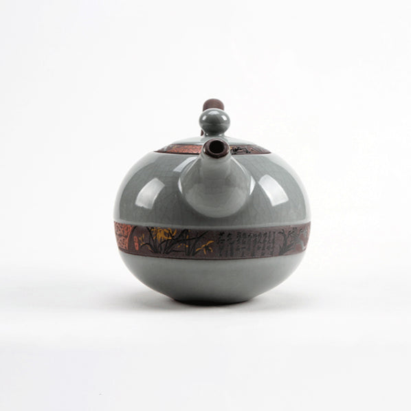 Ge Kiln Ice Crack Teapot, 200ml Double Glaze Ceramic