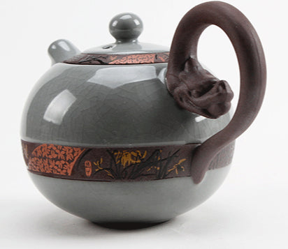 Ge Kiln Ice Crack Teapot, 200ml Double Glaze Ceramic