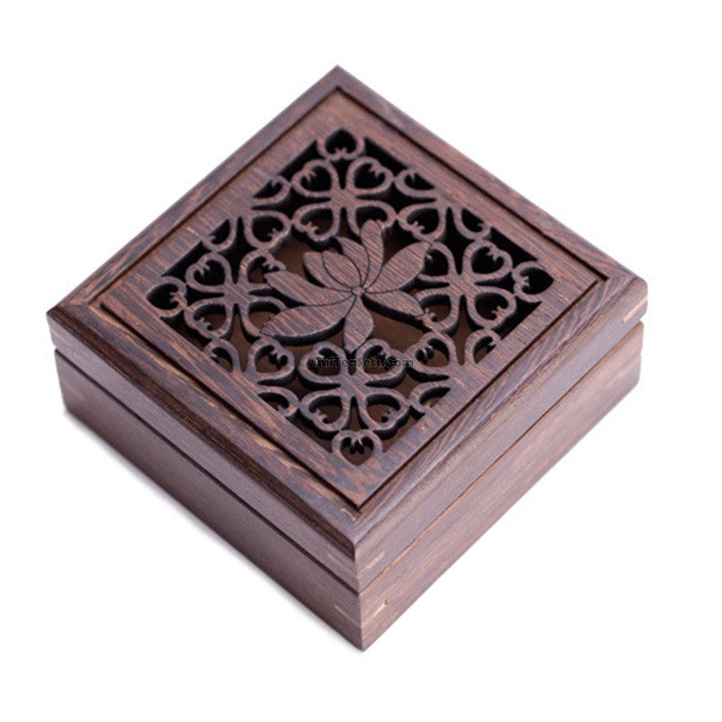 Wenge Wood Box Stand | Solid Wood Display Base for Tea Caddy Incense Box Decor