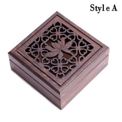 Wenge Wood Box Stand | Solid Wood Display Base for Tea Caddy Incense Box Decor