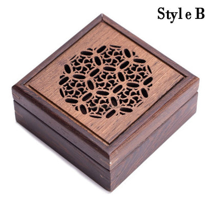 Wenge Wood Box Stand | Solid Wood Display Base for Tea Caddy Incense Box Decor