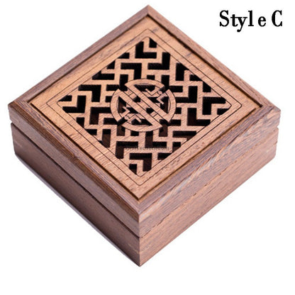 Wenge Wood Box Stand | Solid Wood Display Base for Tea Caddy Incense Box Decor