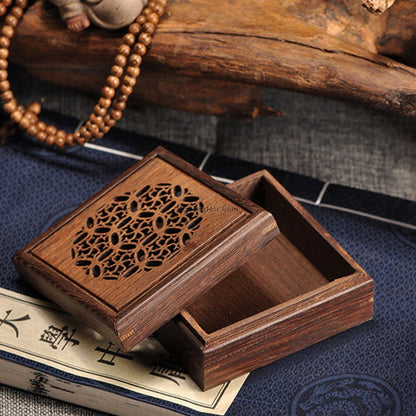 Wenge Wood Box Stand | Solid Wood Display Base for Tea Caddy Incense Box Decor