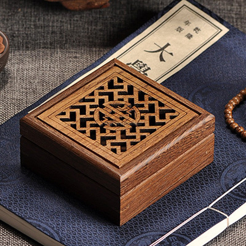 Wenge Wood Box Stand | Solid Wood Display Base for Tea Caddy Incense Box Decor