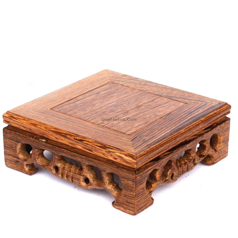 Wenge Wood Teapot Stand | Handcrafted Solid Wood Tea Tray Base for Tea Ceremony