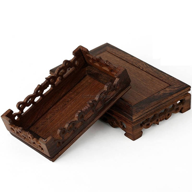 Wenge Wood Teapot Stand | Handcrafted Solid Wood Tea Tray Base for Tea Ceremony