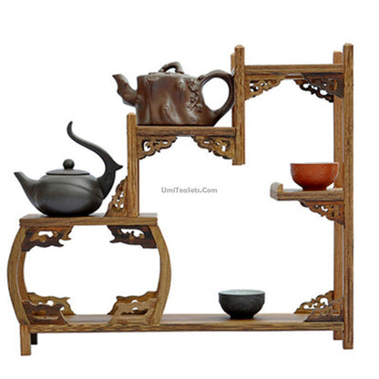 Rosewood Tea Set Stand | Solid Wood Tea Tray Display Rack for Gongfu Tea Ceremony