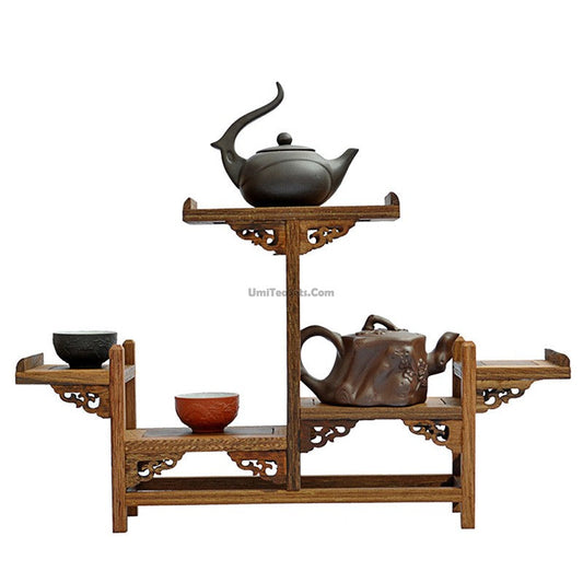 Wood Tea Tray Stand Wenge Panga-Panga Teapot Display Holder