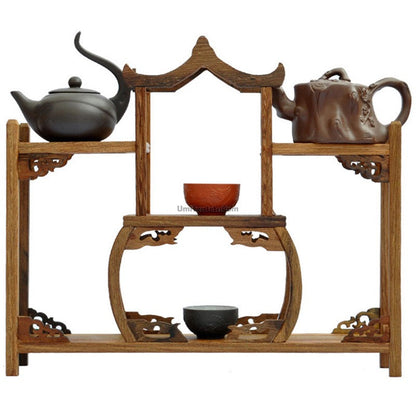 Rosewood Tea Set Stand Pavilion Shape Wenge Display