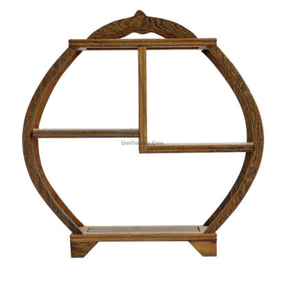 Round Wenge Wood Tea Set Stand | Solid Wood Tea Tray Display Rack for Tea Ceremony
