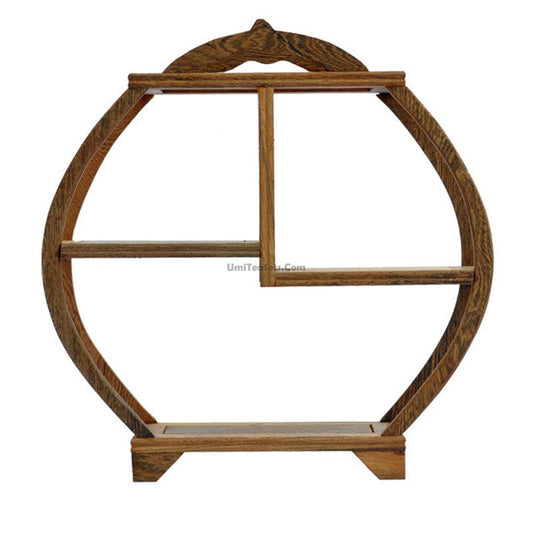 Round Wenge Wood Tea Set Stand | Solid Wood Tea Tray Display Rack for Tea Ceremony