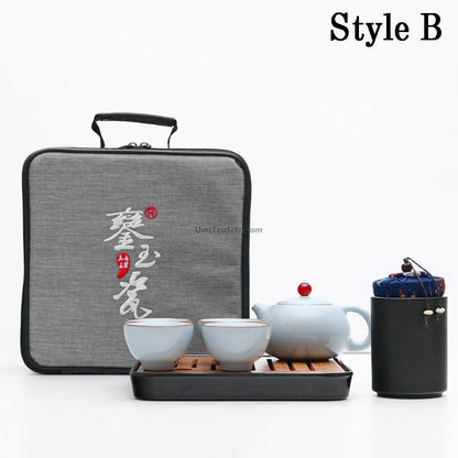 Travel Tea Set Portable Kiln-Fired Teapot & 4 Cups