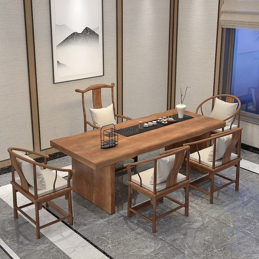 Gongfu Tea Table Set Solid Wood with Chairs 4 Sizes