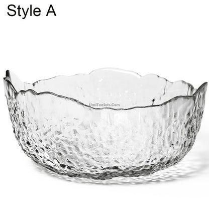 Glass Tea Washer Bowl Ice Block Style 1200ml Gongfu