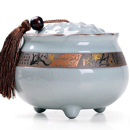 Tea Caddy Ge Kiln Ceramic Lotus Shape – 220g Airtight