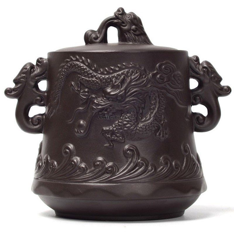 Purple Clay Tea Caddy Dragon Embossed Airtight 250g