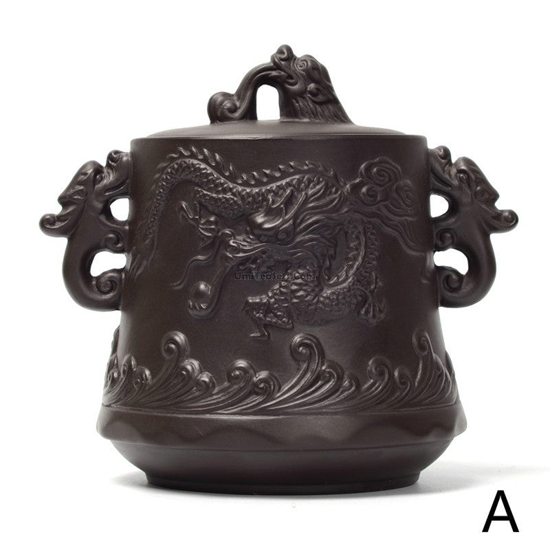 Purple Clay Tea Caddy Dragon Embossed Airtight 250g