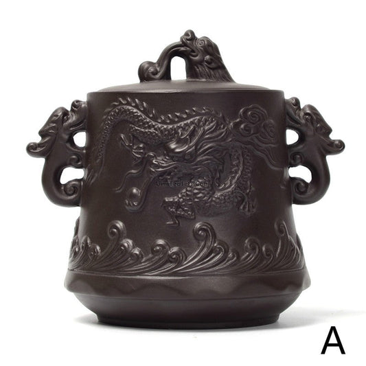 Purple Clay Tea Caddy Dragon Embossed Airtight 250g
