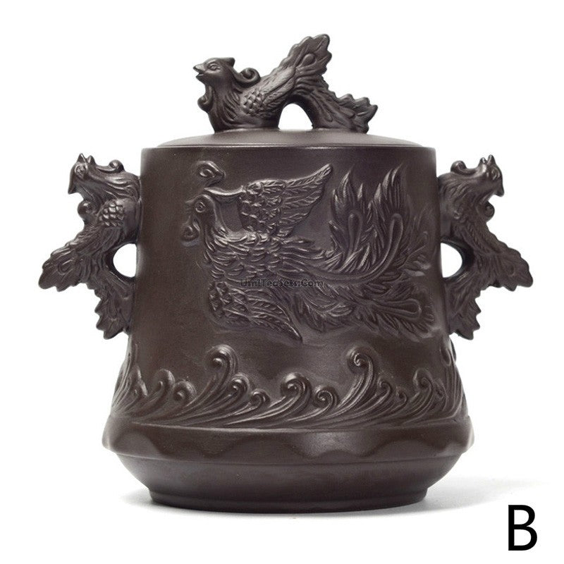 Purple Clay Tea Caddy Dragon Embossed Airtight 250g