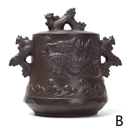 Purple Clay Tea Caddy Dragon Embossed Airtight 250g
