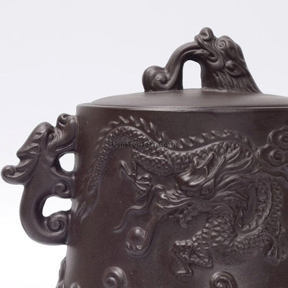 Purple Clay Tea Caddy Dragon Embossed Airtight 250g