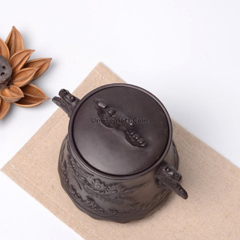 Purple Clay Tea Caddy Dragon Embossed Airtight 250g