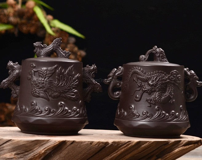 Purple Clay Tea Caddy Dragon Embossed Airtight 250g