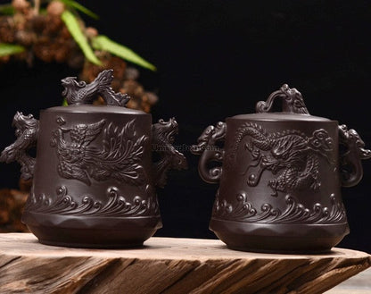 Purple Clay Tea Caddy Dragon Embossed Airtight 250g