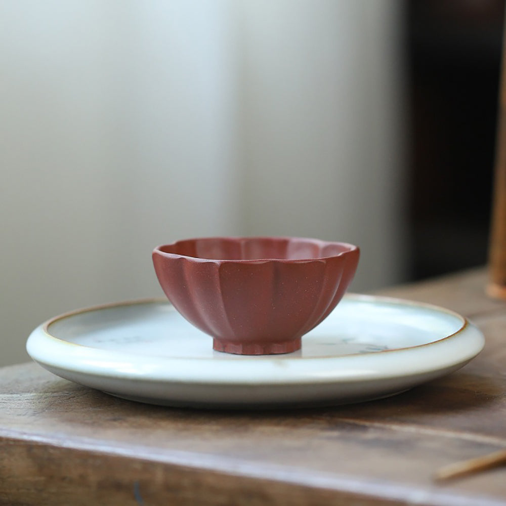 Yixing Clay Tea Cups Set of 5 Gongfu Petal Purple