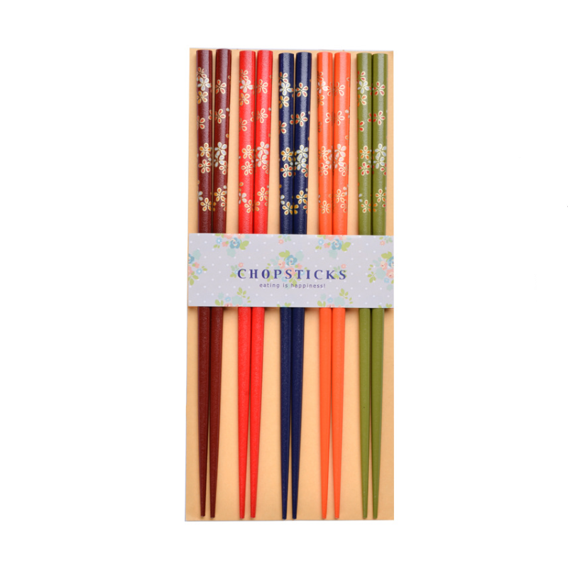 Chopsticks Set of 5 | Rainbow Sakura Handcrafted Wooden Chopsticks