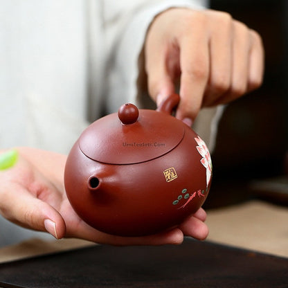 Tea Set Yixing Xi Shi Lotus Red Clay Teapot 2 Cups 240ml