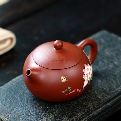 Tea Set Yixing Xi Shi Lotus Red Clay Teapot 2 Cups 240ml