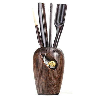 Ebony Wood Gongfu Tea Utensil Set Six Gentlemen