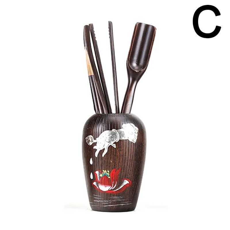 Ebony Wood Gongfu Tea Utensil Set Six Gentlemen