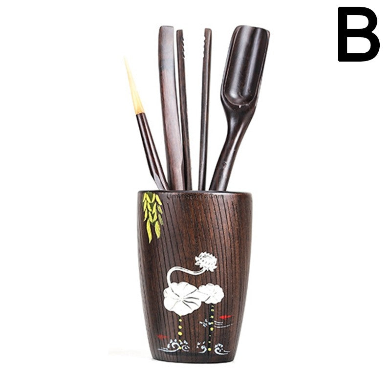 Ebony Wood Gongfu Tea Utensil Set Six Gentlemen