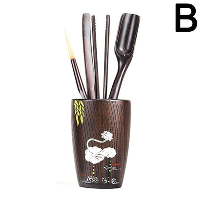 Ebony Wood Gongfu Tea Utensil Set Six Gentlemen